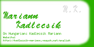 mariann kadlecsik business card